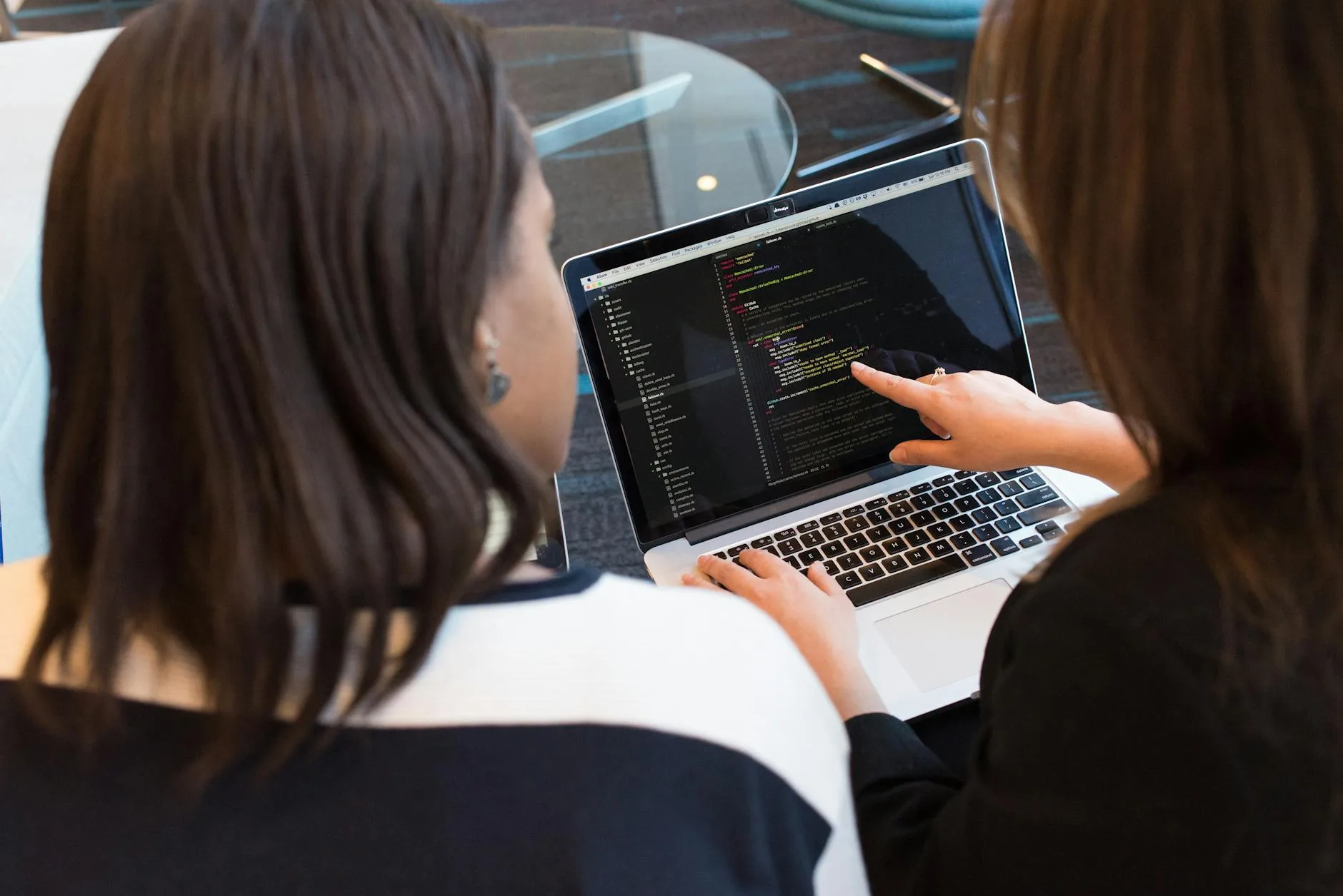 Woman looking at a laptop